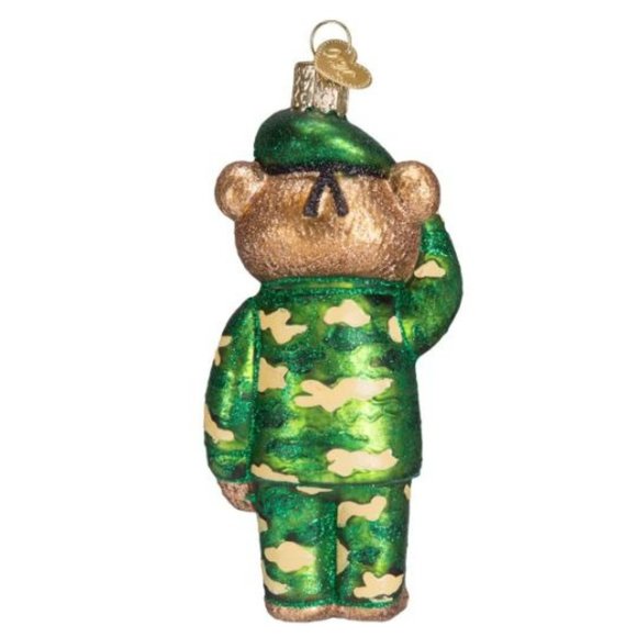 Army Bear Glass Ornament - Picture 2 of 3